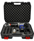 LZ-240C Portable Plug In Electric Hydraulic Crimping Pliers For Copper And Aluminum Cable Terminals in a protective case with accessories.
