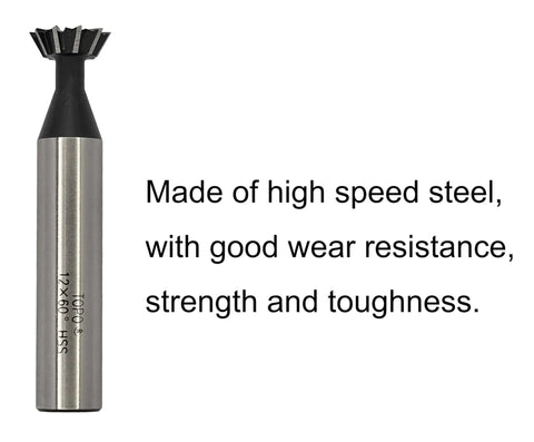 NACX 12mm x 60° HSS dovetail end mill with silver shank and black neck, front view