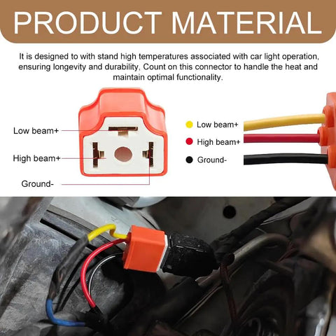 Heavy Duty 2 Pack H4 9003 HB2 Female Pigtail Socket Wiring Harness Ceramic Headlight Connector Adapter showing wiring details and colors.