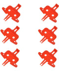 Six Piece Bicycle Brake Pad Spacer Kit For Hydraulic Disc Brakes, red plastic spacers for maintenance, set of six.