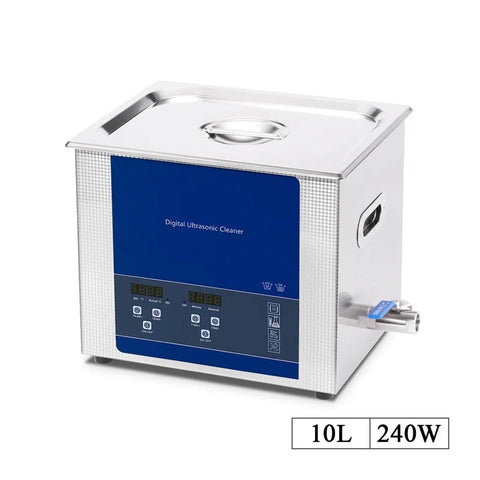 10L Digital Ultrasonic Cleaner For Heavy Duty Parts Deep Clean with digital display and stainless steel design.