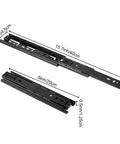 Built Tough Five Pair Eight Inch Full Extension Drawer Slides Featuring Heavy Duty Ball Bearing Mechanism And Whisper Quiet Side Mount Telescoping Cabinet Hardware For Smooth Operation with size dimensions displayed.