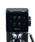 Top view of the badass home espresso maker with slick touchscreen interface for making espresso, lattes, and cold brew.