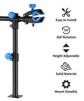 Wall Mount Bike Repair Stand With 360 Degree Rotating Clamp Height Adjustable Workbench For Bicycle Maintenance shown