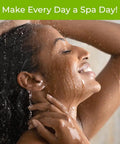 Woman enjoying a shower after using the Shower Filter Replacement Cartridge With Advanced ThermalGuard For SF-7C Filtration System