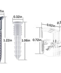 Foolproof Mirror Holder Kit Boasting 22 Slick Clear Plastic Clips With Heavy Duty Screws Crafted For 3 16 Inches Of Glass Panels and components display with measurements.