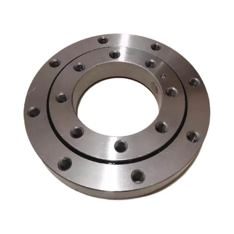 Rock Solid Heavy Duty Slewing Ring Gear Turntable Bearing For Support Crane Featuring Crossed Roller Design and Lightning Fast Swivel Action close-up showing bolt holes and circular shape.