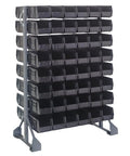 Pro Grade Heavy Duty Double Sided Steel Storage Rack With 96 Black Slide Out Bins, 36x20x53 inches for garage organization.