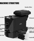 Total Game Changer Electric Coffee Bean Roaster With Smart Smoke Filter Automated Nine Stage Roasting Curves machine structure with bean outlet and scoop.