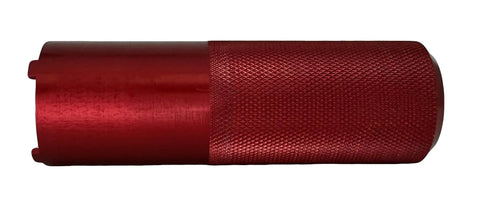 Red Rhodes Nut Tool Aluminum Replacement for Rhodes Locks LT500 Pro Grade Nut Driver with textured grip, side view