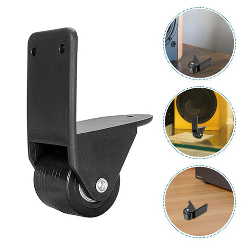 Rigid L Shape Plate Mount Casters For Tool Box And Workbench, Non Swivel Design, Heavy Duty PVC Rubber Wheels shown on various surfaces