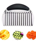 Front view of ULIFEBETTER 1-pack crinkle cutter for vegetables, stainless steel blade with black handle, 6.1x4.7in.