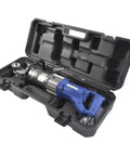 Getanye 5/8 Inch Electric Hydraulic Rebar Bender HRB-16 in black case, featuring blue handle and steel parts for construction projects.
