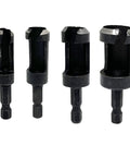 Heavy Duty Carbon Steel Wood Plug Cutter Drill Bit Set With Four Precision Sizes for clean cork cutting.