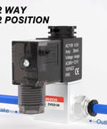 One Quarter Inch NPT AC110V Solenoid Valve Two Way Normally Closed Electric Valve with junction box, model 2V025-08, installed view