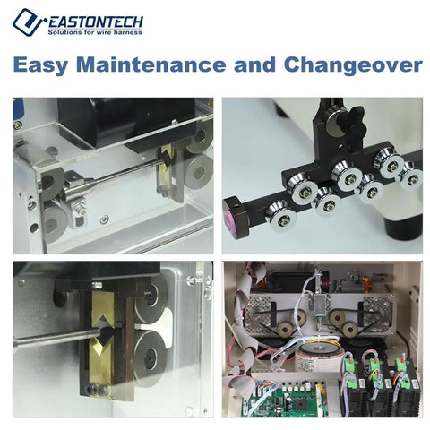 Heavy Duty Automatic Wire Cutting And Stripping Machine With Plug And Play Touchscreen Control showing easy maintenance components.