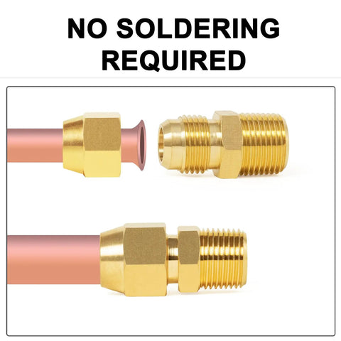 Brass Flare Tube Fittings Set Three Eighths Inch Male Flare To One Quarter Inch NPT Male Half Union Gas Adapters Six Pack Versatile Durable Brass Connectors For Quick Leak Free Gas And Plumbing Lines In Auto HVAC And DIY Workshop Projects