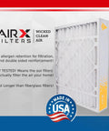 MERV 11 16x25x5 Air Filter Replacement For Lennox X6670, 2 Pack with packaging showing high allergen retention and made in USA badge