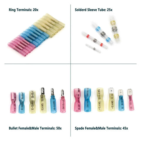 Top Notch 150 PCS Insulated Wire Terminals And Butt Connectors Solder Sleeve Assorted Heat Shrink Kit For Cars Trucks And Wiring Projects, assorted terminals
