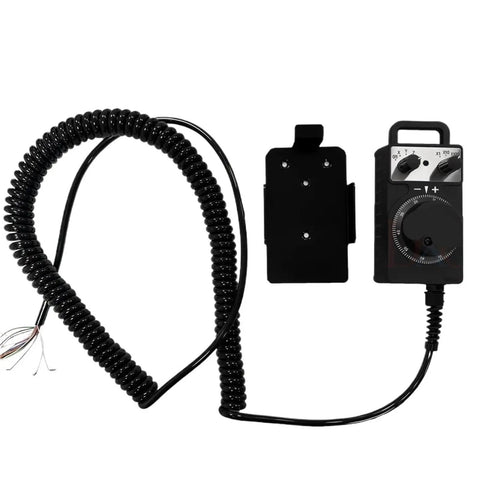 Check Out The Hc1 Series 4-5-6 Axis Mpg Handwheel Handle Manual Pulse Generator For Those Crazy Machinists Who Need Total Control Over Their Machines With Precision Accuracy And Easy Operation., black wired handwheel with mounting plate and cable
