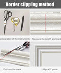 Border clipping method for Self Adhesive Flexible Foam Molding Trim 90 Inch Long By 3 Inch Wide 3D Decorative Wall Border