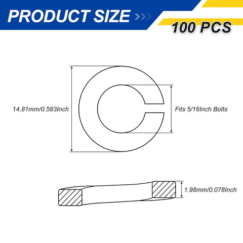 Diagram of Five Sixteenth Inch Split Lock Washer In 304 Stainless Steel That Grips And Stays Rust Free Bright Dip Finish