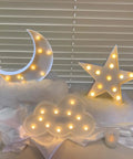 Three Shape Night Light Set Star Moon Cloud Warm White Glow For Kids Room Nursery Decor Lamp Soft Cozy Dreamy Ambience Plastic White Decorative Light