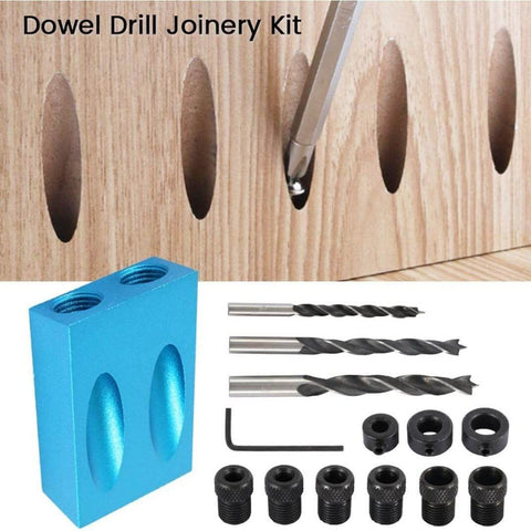 Pocket Hole Screw Jig And Dowel Drill Joinery Kit For Woodworking, Pro Carpentry Locator And Angled Drill Guide for hidden screws