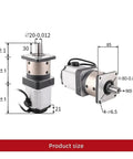 Heavy Duty 750W To 1000W High Precision Planetary Gearbox And Ac Servo Motor For Industrial Sewing Machines With 15 To 1 Reduction Ratio, product dimensions shown.