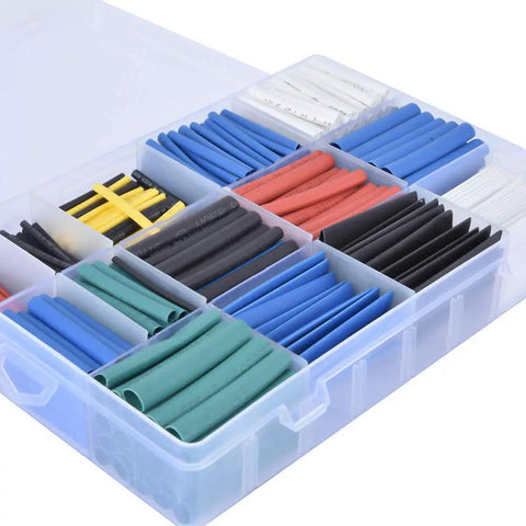 Awesome 670 Piece Assorted Heat Shrink Tubing Kit For Heavy Duty Electrical Insulation And Waterproof Cable Bundling In Multicolor Polyolefin Material Perfect For DIY Repair Projects And RC Drones By Professionals. Assorted heat shrink tubing kit in plastic case, multicolor polyolefin