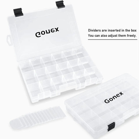 Transparent 3600 tackle trays three pack open view showing adjustable dividers for lures hooks beads lines and small accessories