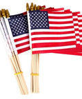 25 Pack Small American Flags On 12 Inch Wooden Sticks With Antique Bronze Spear Top 5x8 Inch Great For Parades Parties Fourth Of July
