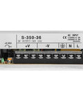 Beefed Up 36V 350W Industrial AC Power Supply For Security Monitoring And PLC Control Systems, Rugged Transformer Type, Compact High Efficiency Unit For Transportation Facilities And Industrial Applications front terminal view