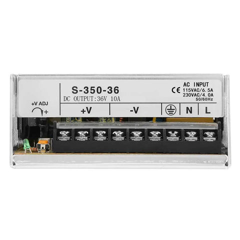 Beefed Up 36V 350W Industrial AC Power Supply For Security Monitoring And PLC Control Systems, Rugged Transformer Type, Compact High Efficiency Unit For Transportation Facilities And Industrial Applications front terminal view