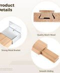 Two Pack Wood Drawer Slides for Kitchen and Furniture, Beech Wood Center Guide Track With Metal Bracket Support, 15.7 Inch