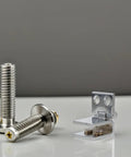 Heavy Duty Glass Door Hinges No Drill Install Pivot Hinges For Shower Enclosures Zinc Alloy 4 Pack with screws. Focus on hinge detail.