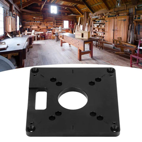 Six Piece Aluminum Alloy Milling Flip Board Inset Plate Kit For Router Tables And Trimming Machines, heavy-duty black base plate