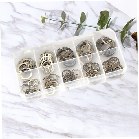 304 Stainless Steel C Shaped Retaining Clips Set 100 Pieces Split Washer Kit For M8 in plastic organizer box
