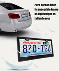 Full Real Carbon Fiber License Plate Frame For Cars Two Hole Auto Tag Holder, showcasing a glossy frame with a Washington license plate.