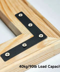 20 Pcs Flat Corner Braces Set With 100 Screws, 3 1/8 Inch L Shaped Right Angle Brackets, black finish on wood frame