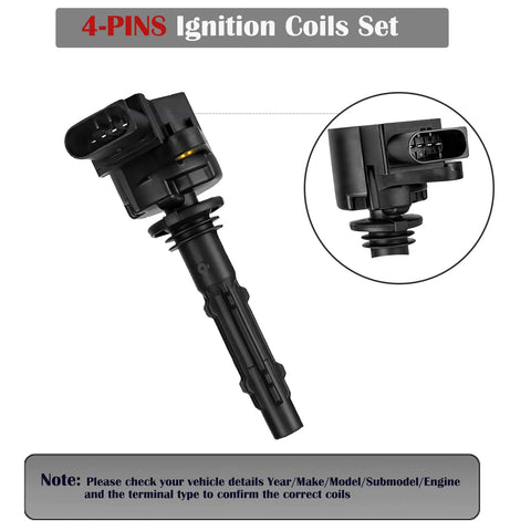 Mercedes Benz 3.5L V6 Ignition Coil Pack 4-Pin Connector for 2006-2012 E350 ML350 R350 C230 C280 C300 C350 Replacement Kit