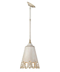 Eloise Small Pendant Light In Antique Ivory With Matching Shade Vintage Rustic Ceiling Fixture Durable Steel Construction Hand Painted Finish Perfect For Eclectic Homes And Cozy Spaces