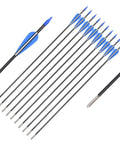 Recurve Bow Arrows 26 Inch Fiberglass Arrow Set With Blue And White Vanes For Target Practice Safety Glass For Youth Beginners Gals 12 Pack