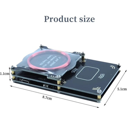 Proxmark3 Easy V5.0 512MB RFID Card Reader Writer IC Card Copier Duplicator with dimensions 8.7cm x 5.1cm x 1.1cm visible