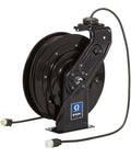 Tough As Nails Retractable Power Cord Reel With Single Industrial 5-20R Receptacle 120V 50 Ft Extension Cable 12 AWG 20 AMP black steel housing.