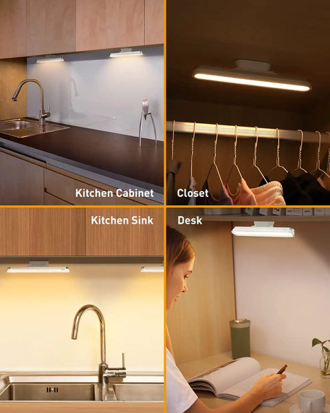 Wireless Under Cabinet Lighting With 42 LED Lights, Magnetic Closet Light in kitchen cabinet, closet, and desk settings