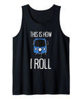 Fresh Graphic Tank Top For Street Cruising And Weekend Adventures Featuring A Dope Tuk Tuk Rickshaw Print With Authentic Southeast Asian Vibes. Black sleeveless tank with blue tuk tuk design.