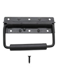4.9 Inch Spring Loaded Folding Handle For Tool Boxes And Cases, Heavy Duty Surface Mount Case Handle With Rubber Grip, Includes Mounting Bases And Screws, Durable Cold Rolled Steel Construction, Black 2 Pack