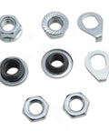 High Grade Carbon Steel Front Hub Axle For Road And City Bikes Featuring 140 Mm Length With Three Eighths Inch Diameter Painted Silver Finish built heavy duty nuts and washers for secure installation.