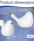 Two Packs Bird Shaped Toilet Bolt Covers Ceramic Screw Caps For Toilet Bolts Easy Install Cute Bathroom Decor White Replacement Parts For Bottom Of Toilets shown with dimensions in cm and inches.